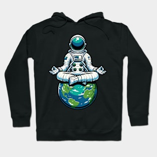 Meditating Astronaut Earth Spaceman Astronomer Cosmos Hoodie